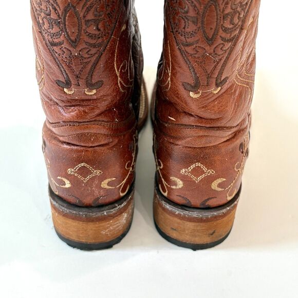 Circle G Womens Boots 7 M Tan Brown Embroidered Cowboy Western Rodeo Festival - Picture 10 of 12